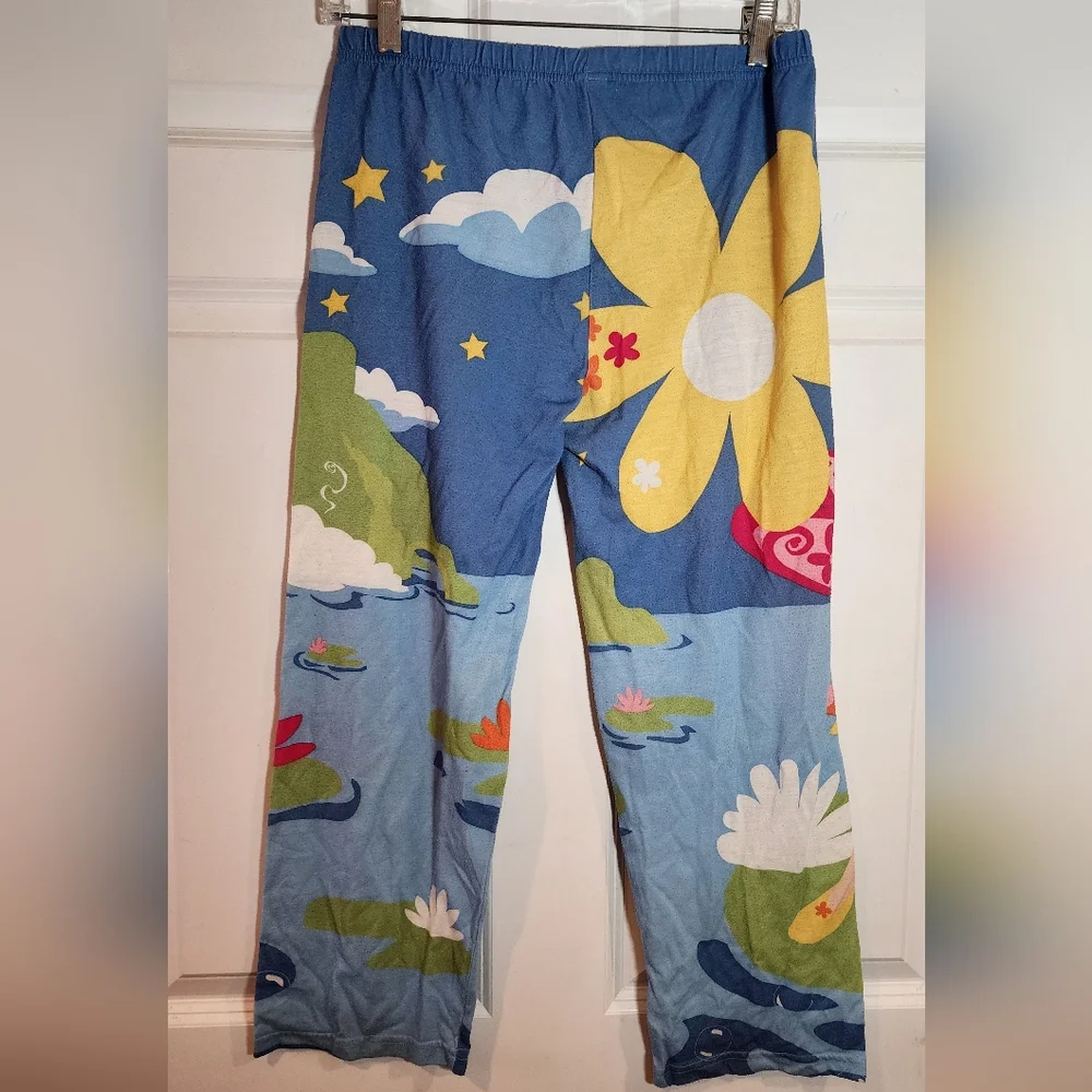 Vintage Kids Pajamas with Cartoon Print - Blue and Yellow